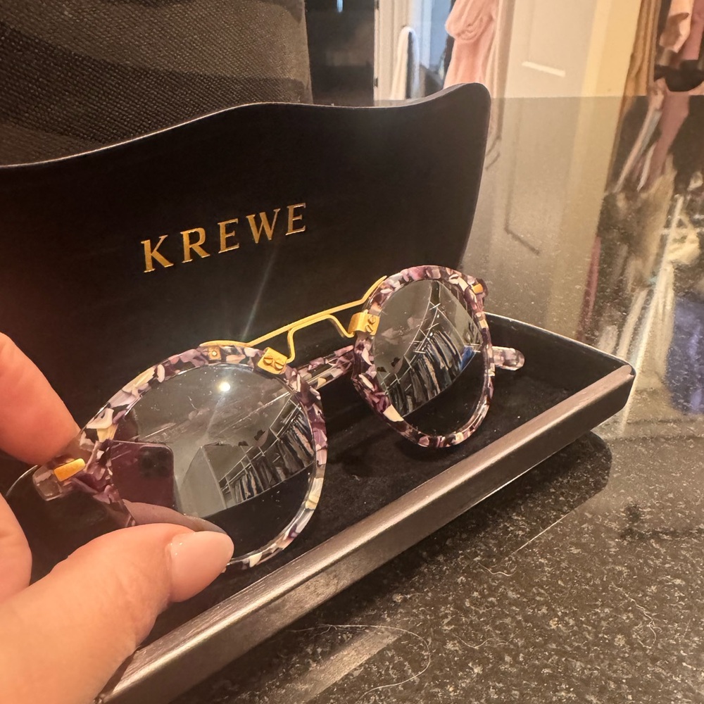 KREWE Purple and Gold Round Sunglasses